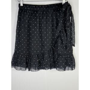 Abercrombie & Fitch Polka Dot Mini Skirt Navy Blue Ruffle Tier Side Tie Wrap XS